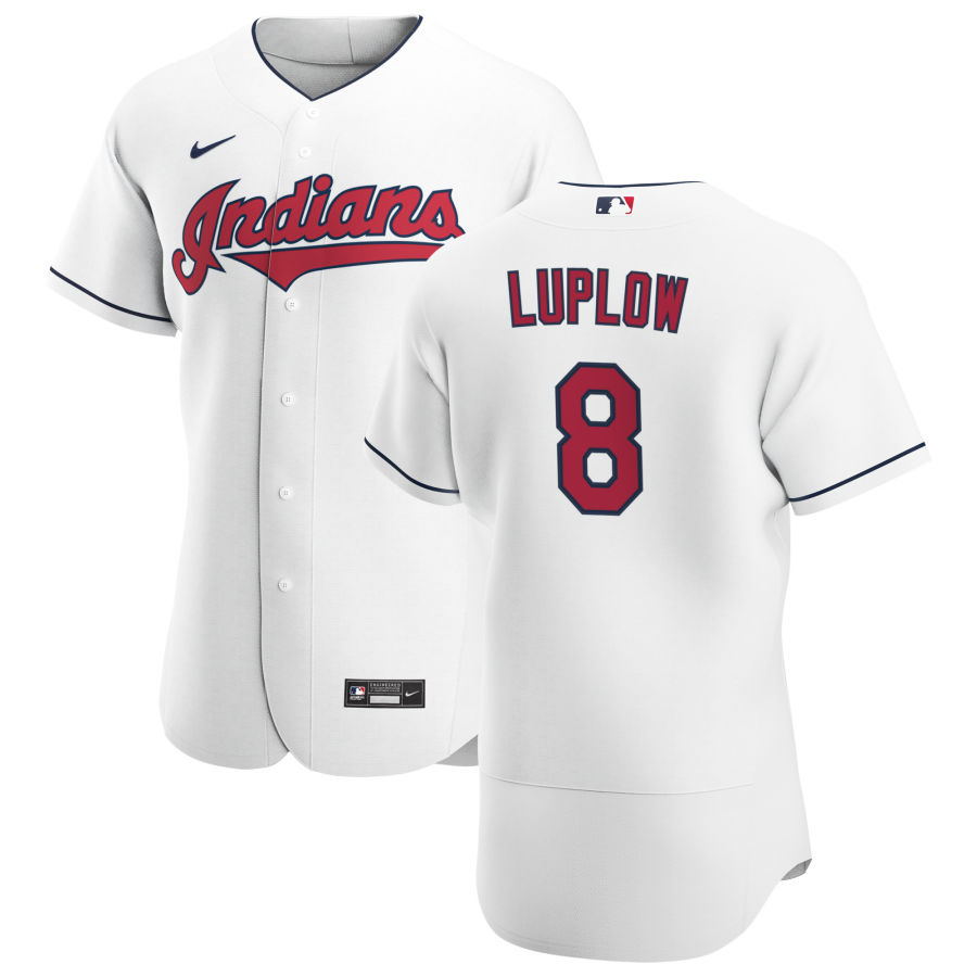 Cleveland Indians 8 Jordan Luplow Men Nike White Home 2020 Authentic Team MLB Jersey